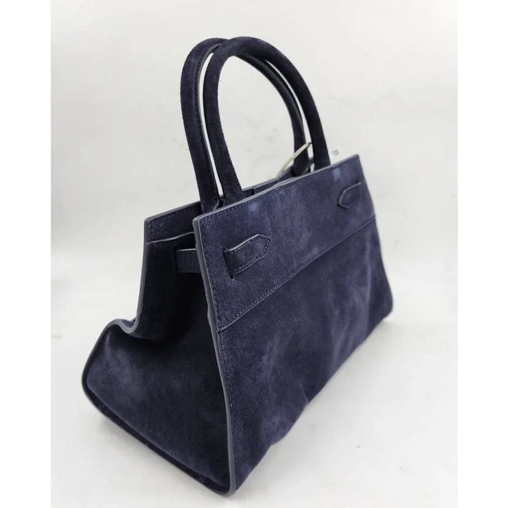 Veronica Beard Dash Suede Belted Handbag Women's Navy Magnetic Closure - Picture 9 of 15